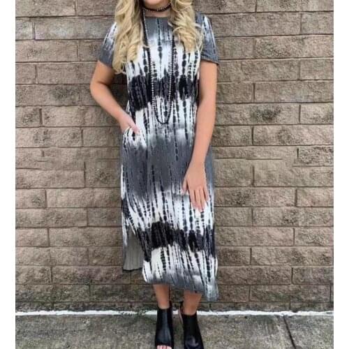 Summer Female Avant-garde To Calf Round Neck Pullover Loose Dress Light Mature Woman Casual Lazy Style Elegant for Party