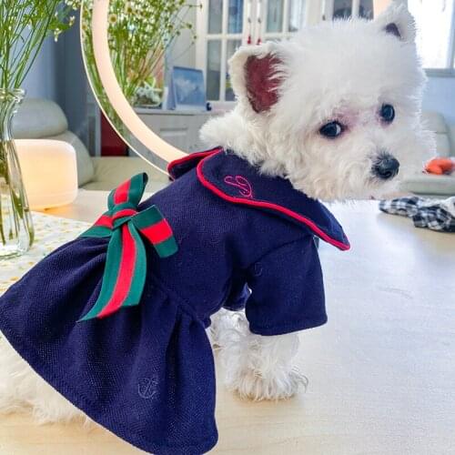 College Bow Dog Skirt Summer Teddy Bear Bomei Small Dog Milk Dog Clothes Comfortable Pet Cat Clothing Dog Skirts Dress Woman