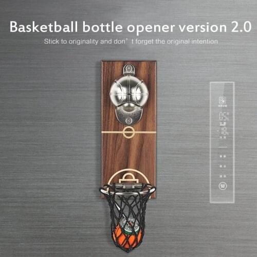 Multifunction Bottle Opener Wall Mount Basketball Opener Embedded Solid Wood Fridge Magnet Kitchen Tools Can Wine Beer Opener
