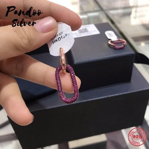Fashion Charm Sterling Silver Copy 1:1 Replica,White Chain Burgundy Chain Link Mono Earring Women 2021 Jewelry Gift