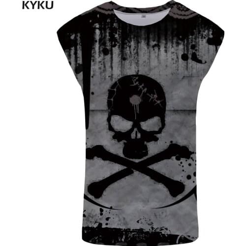 KYKU Skull Tank Top Men Devil Singlet Hip Hop Undershirt Casual Ftness Clothing Stringer Vest Sleeveless Shirt Man Anime