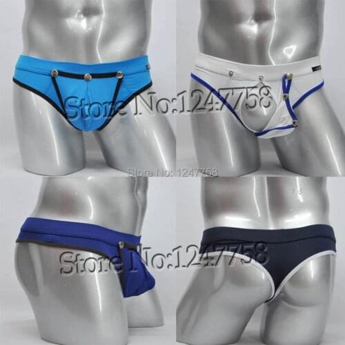 Men Penis Hole Pouch Underwear Smooth Bikinis Underwear T-Back jockstrap gay men thong jockstrap g string jock strap underwear