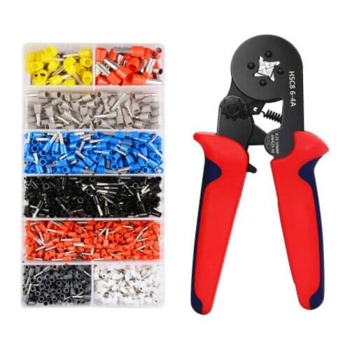 Crimper Plier Set 0.25-10mm2 Self-adjustable Ratchat Wire Crimping Tool with 1200 Wire Terminal Crimp Connector Insulated