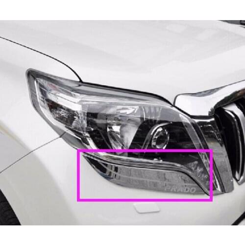 Chrome Front Head Light Lamp Eyelid Cover Trims For Toyota Prado FJ150 2014 2015