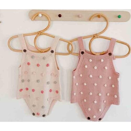 New Baby Autumn Clothing Newborn Baby Girl Knit Bodysuit Pompom Design Jumpsuit Cotton Outfits Sleeveless Bodysuit 0-24 Months
