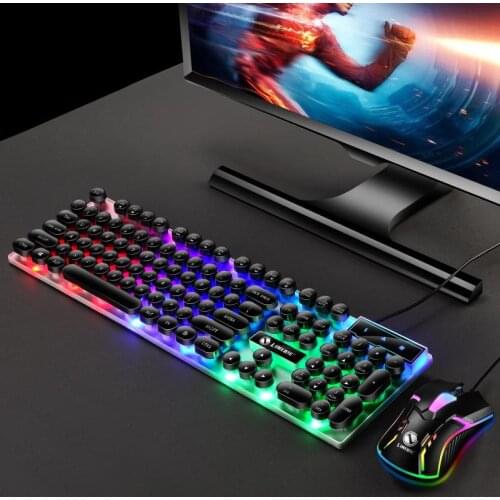 New Limei TX30 Punk Luminous USB Keyboard Colorful Backlight Manipulator Feel Chicken Game Internet Cafe Office Home Mouse Set