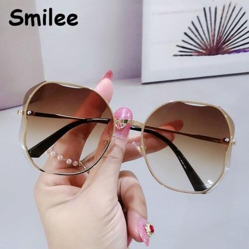 Trendy Square White Rim Brown Sunglasses Women 2021 Luxury Brand Metal Gradient Sun Glasses Feminine Elegance Fashion Shades
