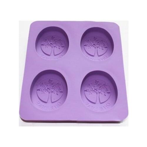 4-Cavity Tree of Life One Leaf Soap Oval Silicone Mold Making for Homemade