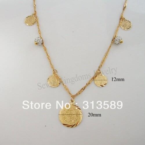 /Min ORDER 10$ /GREAT - YELLOW GOLD OVERLAY 20" MUSLIM ISLAMIC MONEY SIGN CHARM NECKLACE/Great Gift/Great Money Maker