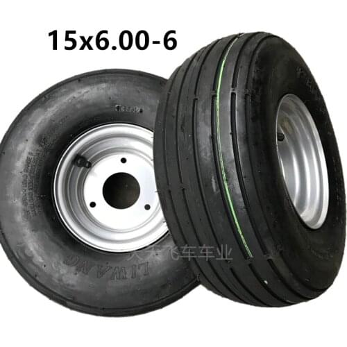 ATV Kart Mower Accessories 15x6-6 Vacuum Tire 15x6.00-6-Inch Lawn Tire Wheel Hub