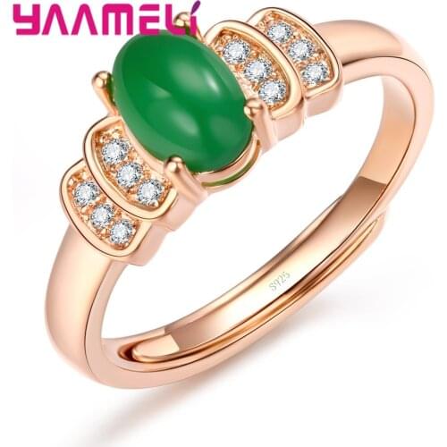 Prevailing Rose Gold Color Finger Rings For Female Ladies Oval Opal Store With Best Cubic Zircon Opening Crystal Jewelry