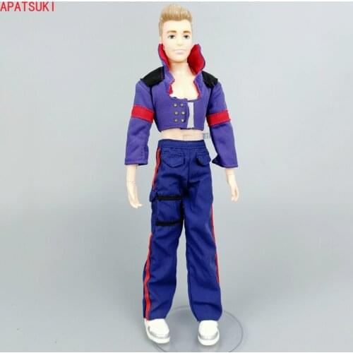Purple 1/6 Doll Clothes For Ken Boy Doll Outfits Coat & Overalls Trousers Pants For Barbie Boyfriend Ken Prince Male Boy Dolls