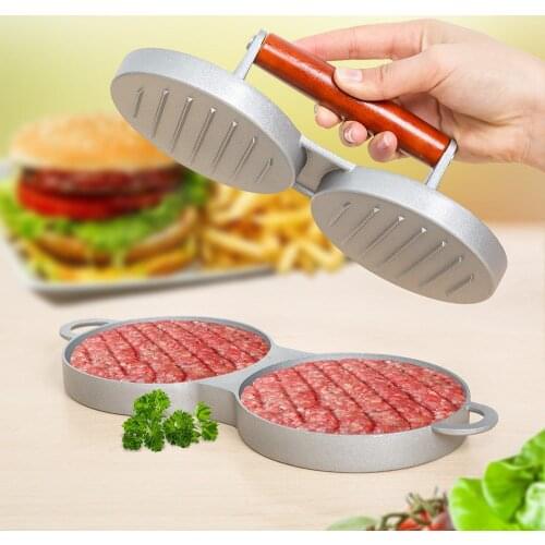 DIY Cakes Patty Maker Aluminum Nonstick Double Burger Press Hamburger Crab Home Kitchen