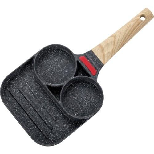 3 Holes Non Stick Omelet Frying Pan for burger Egg Ham Omelette Breakfast Maker