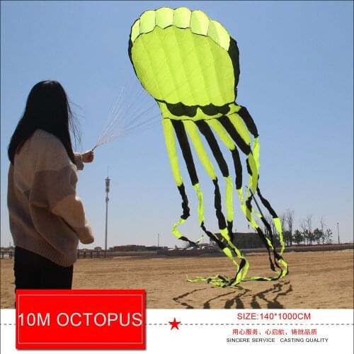 10M Sunglasses soft inflatble Octopus kite for audlts 3D single line outdoor flying toys free shipping
