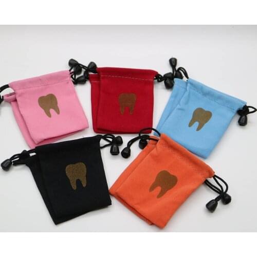 10pcs Dental gift Deciduous teeth storage bag baby primary teeth case milk teeth bag Tooth Gold Logo bag