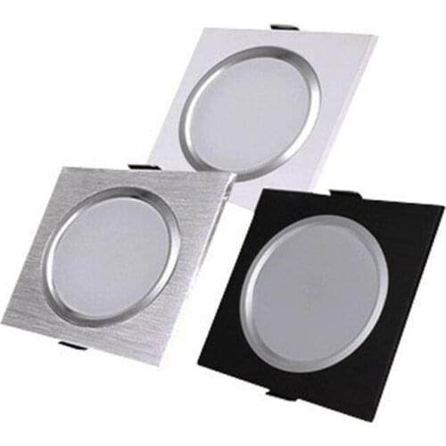 LED square downlight 3W 5W 7W 12W silver white black 220V LED downlight for kitchen/home/office indoor lighting