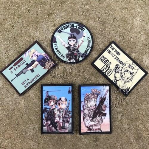 Gun Girl Tactical Heat Transfer Patch Team Operator Velcro Chapter Two Dimensions Anime Military Badge For Clothes Backpack