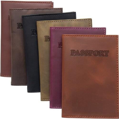 Khaki Crazy horse vintage Genuine leather multiple passport cover cases passport organizer personalized passport holder