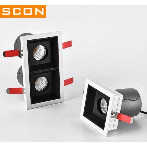 SCON Indoor Black White Rotable Trim Integrated ceiling Embedded dimming Lamp Indoor LED COB Recessed Focus Spot Lights