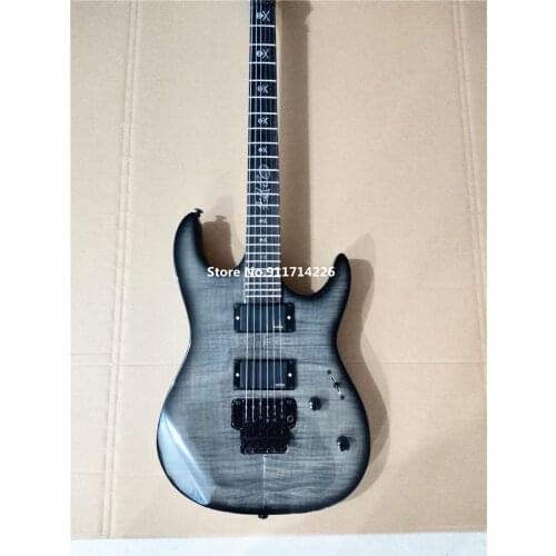 High quality custom signature dual roll electric guitar closed pickup gradient transparent black free shipping