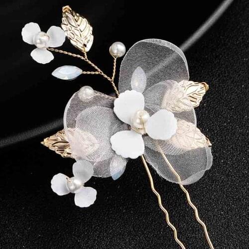 Handmade Gauze Rhinestone Alloy Leaf Flower Shape Hair Clip Fashion Hair Pin Women Wedding Jewelry Hair Accessories LB