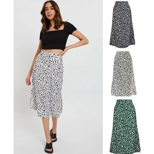 New 2021 Leopard Wrap Skirt Print Chiffon Sexy Split Skirt Casual Fashion Long Skirts Women Spring Summer Zipper Elegant Clothes
