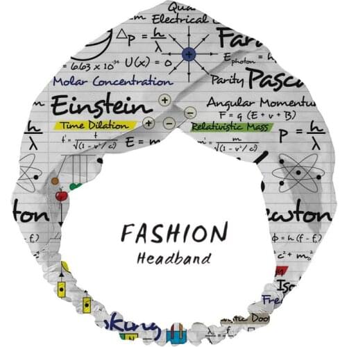 2020 Women HairBand Accessories Fabric Cross Knotted Headband Physics is Here Print Headdress Flower Hairband Bandana Scrunchies