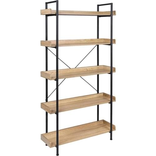 1PC 5 Tiers Shelf Unit Shelving Storage Bookcase Rack Metal Book Shelf with Safety Baffle for Kitchen Bathroom Living Room