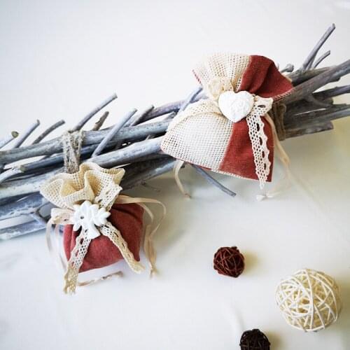 10pcs Wedding Candy Boxes Gift Cases Linen Jute Drawstring Gift Bags Sacks Wedding Birthday Party Favors Drawstring Gift Bags