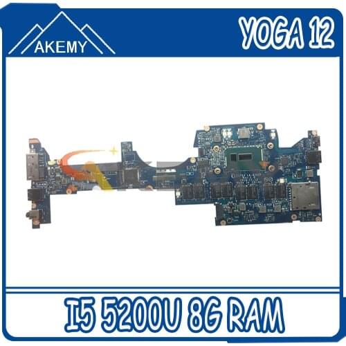 Akemy ZIPS3 LA-A342P For Lenovo Thinkpad YOGA 12 Laptop Motherboard FRU 00HT706 00HT705 01AY504 I5 5200U 8G RAM 100% Test Work