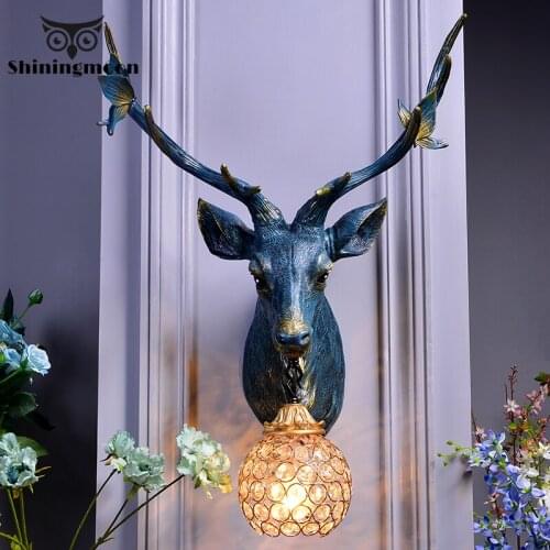 American Retro Art Lucrative Deer Horn Wall Lamp Nordic Home Decor Wall Light Industrial Decor Wall Sconce Lamp Room Luminaire