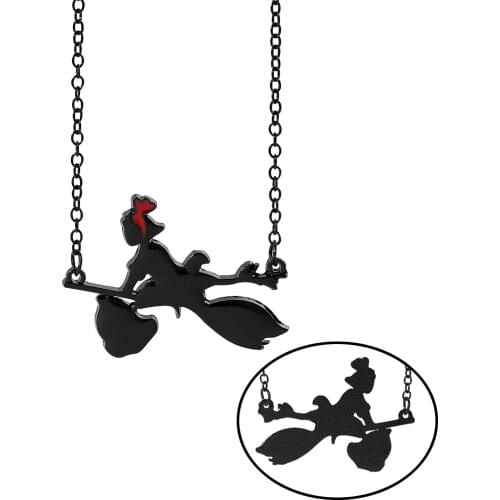 Anime Movie The Little Witch Riding On The Broomstick Necklace Lady Fashion Pendant For A Friend Clothing Accessories Gift