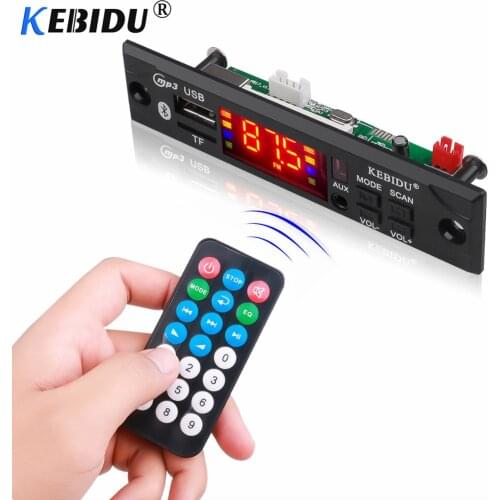 Kebidu 5V 12V Bluetooth MP3 WMA Decoder Board Wireless Car Audio USB TF FM Radio Module MP3 Player With Remote Control For Car