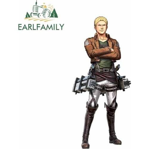 EARLFAMILY 13cm x 6cm for Reiner Braun Attack on Titan Motorcycle Decal Car Bumper Window Stickers DIY Waterproof Fashion Decor