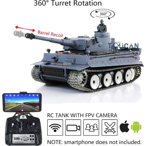 Henglong 1/16 TK7.0 Tiger I RTR RC Tank 3818 FPV Camera Barrel Recoil Metal Wheels TH17245