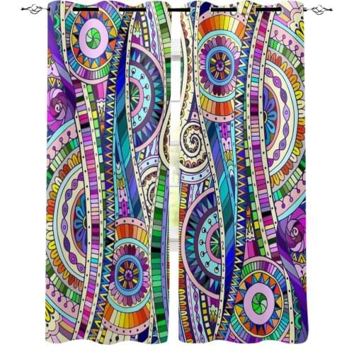 Indian Ethnic Style Colorful Patterns Windows Curtains Living Room Bedroom Kitchen Curtains Children Drapes Window Treatments