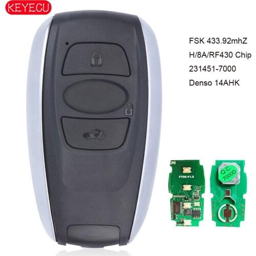 KEYECU Keyless GO Smart Key 433MHz H/8A/RF430 Chip P1=F3 Denso 14AHK for Subaru Forester Legacy Impreza XV BRZ 2014 2015 2016 17