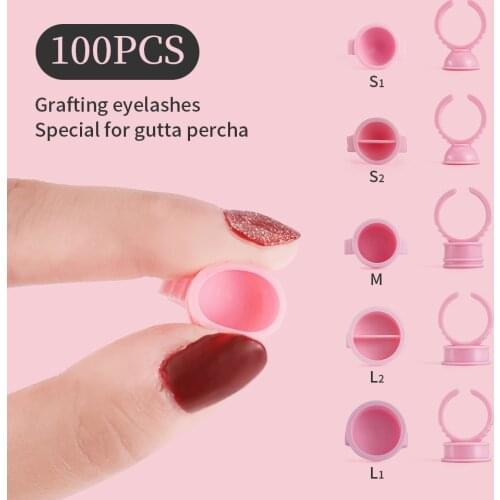 Wholesale 100Pcs Eyelash Extension Glue Rings Tattoo Pigment Glue Holder Ring Pallet For Eyelash Extension Salon Use Makeup Tool