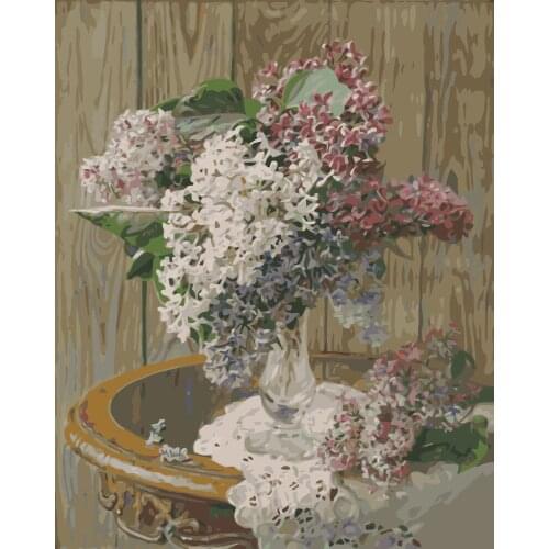 MaHuaf-i526 Branch of lilac DIY oil painting by numbers on canvas paint by number kits wall decor painting for living room