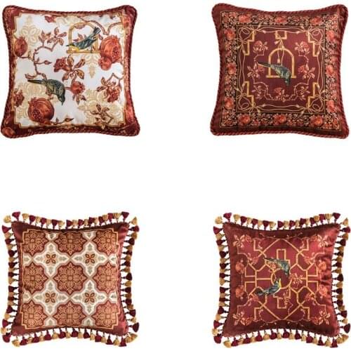 Flower Bird Printed Cushion Covers Decorative Pillowcase Chinese Style Cushion Cover Throw Cover For Home Decor Sofa Chair 43×43