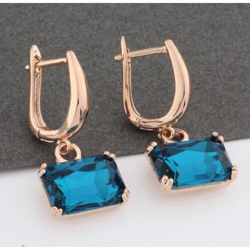 New Trend 2021 Rectangular Shape Design Drop Earrings Women Fashion Simple Jewelry 585 Rose Gold Unusual Earrings