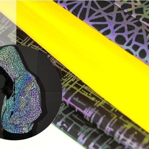 Wholesale per roll Colorful polyester reflective fabric Gradient Symphony Cloth jacket Windbreaker holographic laser coat fabric