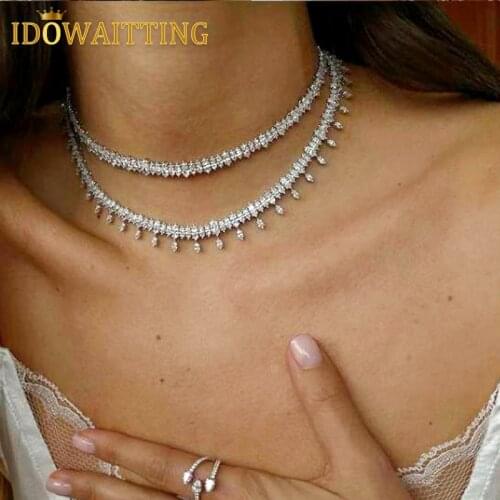 2021 New Iced Out Bling 5A CZ Tennis Choker Necklace For Women Fashion Sparking Oval Shape Cubic Zirconia Multi Layers Jewelry