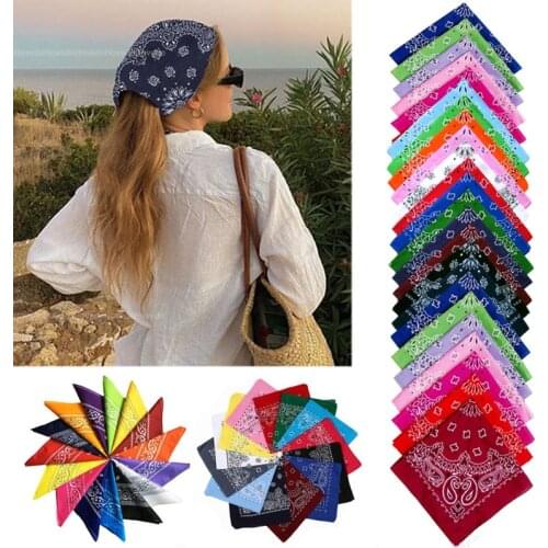 Vintage Bohemia Style Bandana Square Scarf Headband For Women Men Face Mask Cross Turban Bandanas Hair Tie Headscarf Headwear