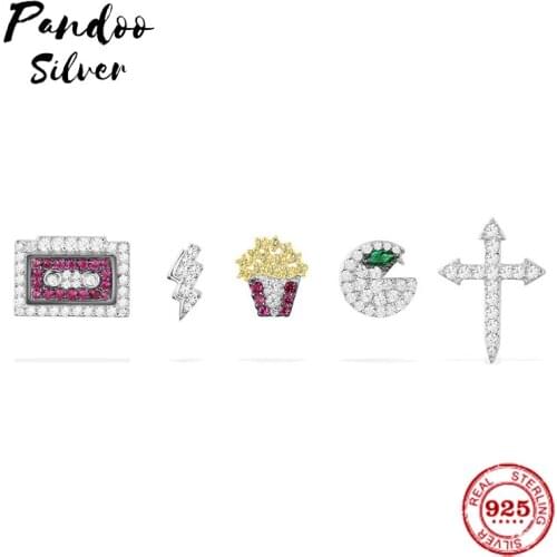 Pandoo Fashion Charm Sterling Silver Original 1:1 Replica,Silver 'Love 80S' Stud Earrings Set Luxury Jewelry Gift For Female