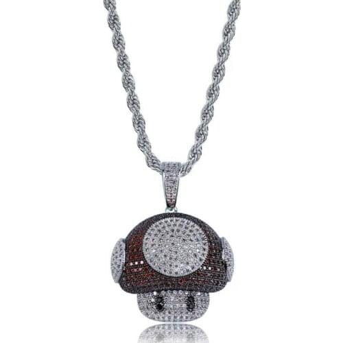 Hip Hop Trend Street Dance Cute Little Mushroom Head Pendant Necklace Unisex Necklace Jewelry