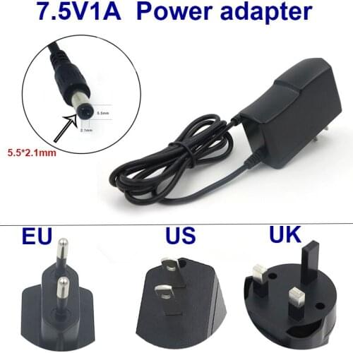 VORED AC 100V-240V DC 7.5V 1A Universal Charger Switching Power Supply Adapter US/EU/UK Plug 5.5*2.1mm for Router Free Shipping