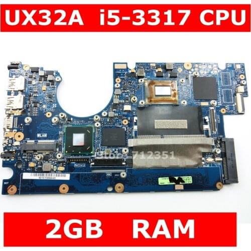 UX32A Motherboard i5-3317 CPU 2GB RAM For ASUS UX32 UX32A UX32V UX32VD laptop mainboard UX32A Mainboard 100% Tested