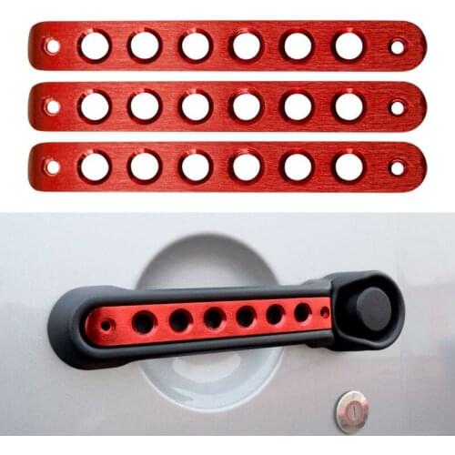 Door Handle Inserts for Jeep JK Parts, Aluminum Front Rear Grab Handle Cover Trim for 2007-2017 Jeep Wrangler JK